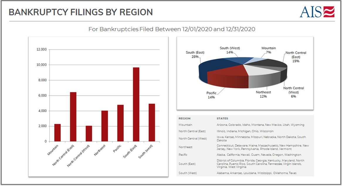 AIS Insight_December 2020_Bankruptcy Filing by Region Snapshot_Bar Graph and Pie Chart-1